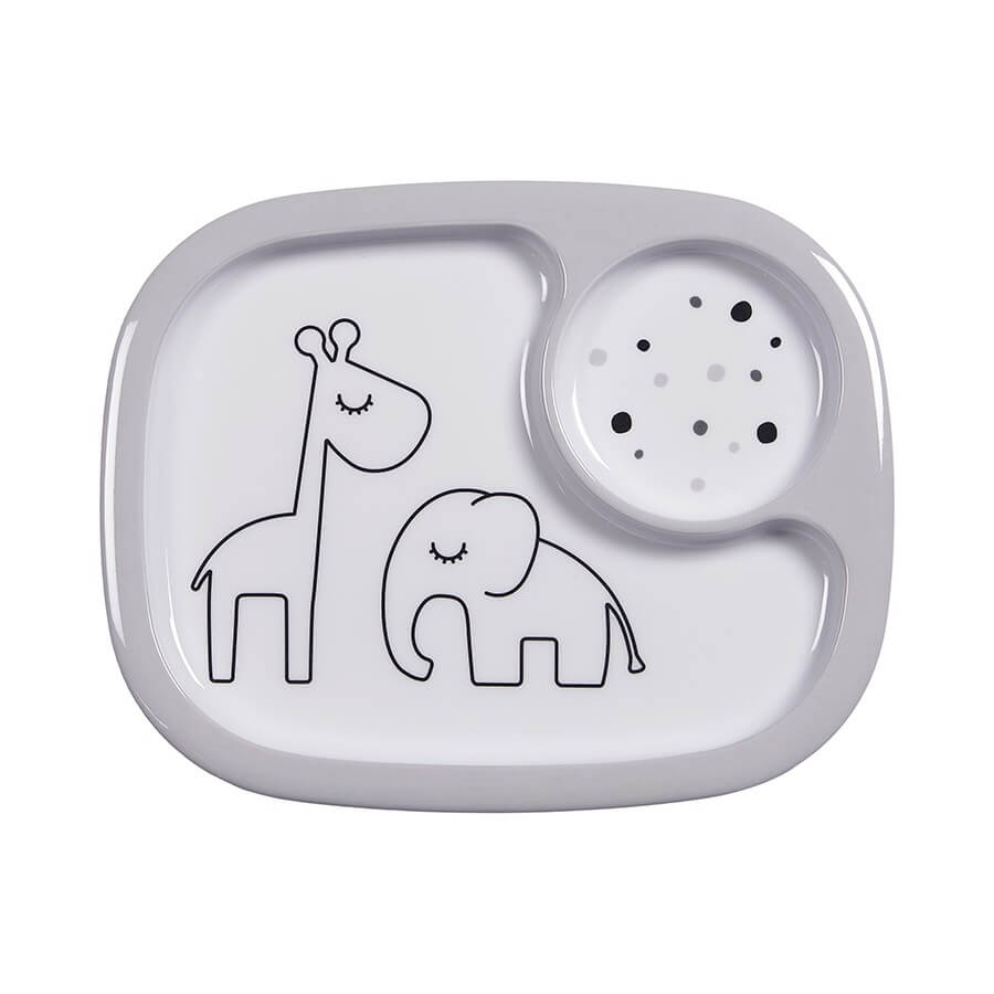 Yummy mini compartment plate Dreamy dots - Grey