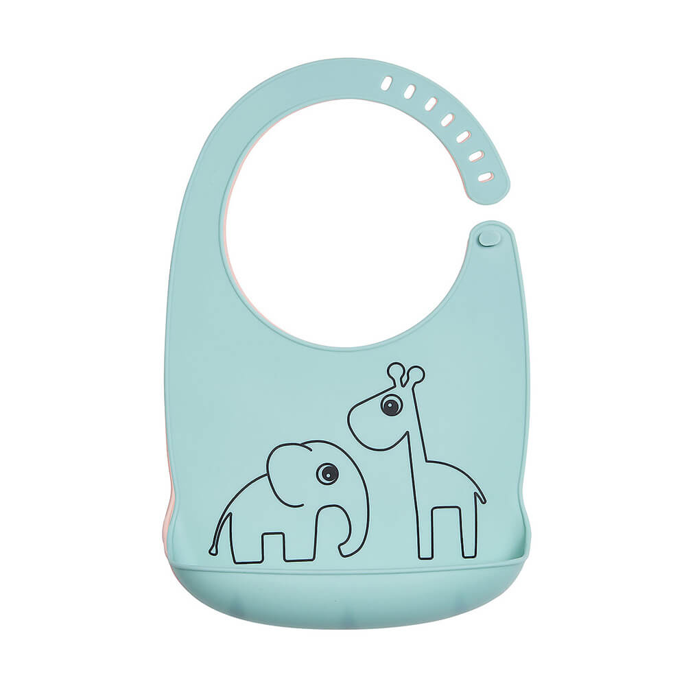Silicone bib Deer friends Blue