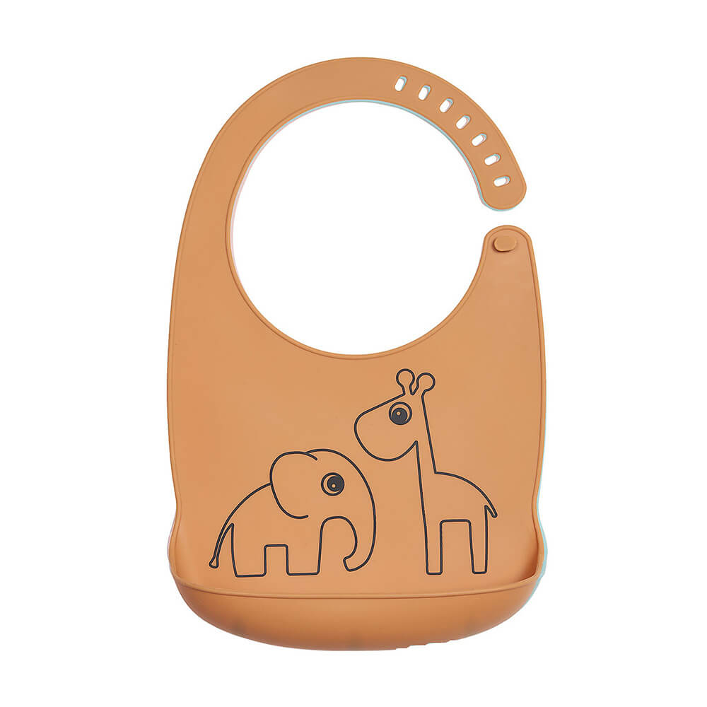 Silicone bib Deer friends Mustard