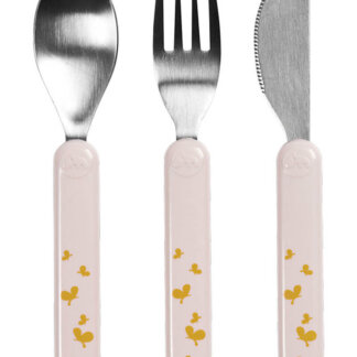 Baby Weaning Cutlery- Powder Pink/ Golden Butterflies
